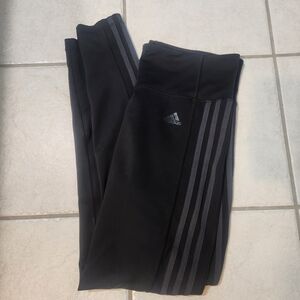 Adidas Black Athletic Leggings with Signature Stripes